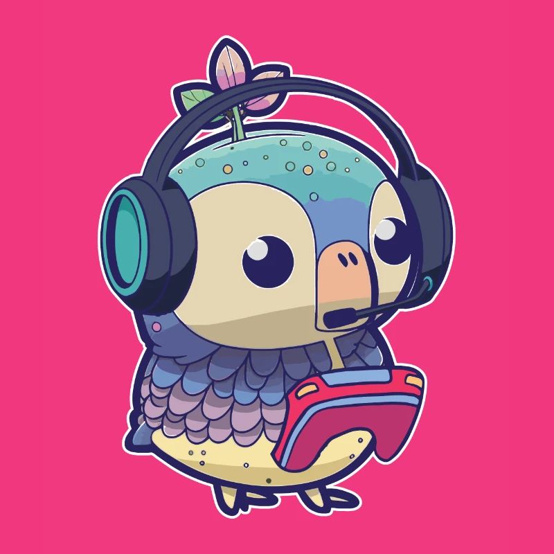 Spielen Sie Controller Gaming -Eule Mit Kopfhörern