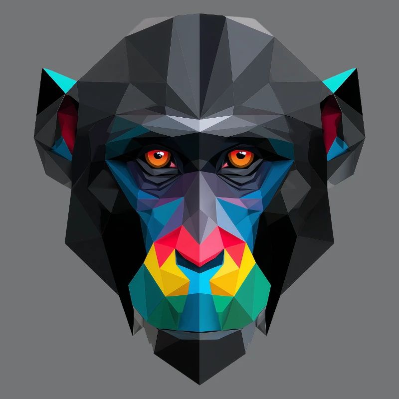 Colored Low-Poly Monkey Portrait