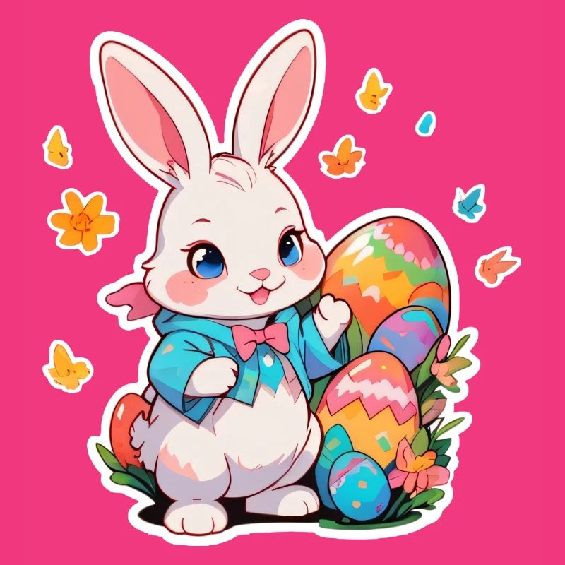 Easter Bunny with Multiple Eggs