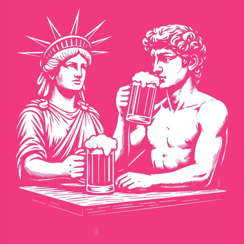 Die Freiheitsstatue und David Michelangelo
