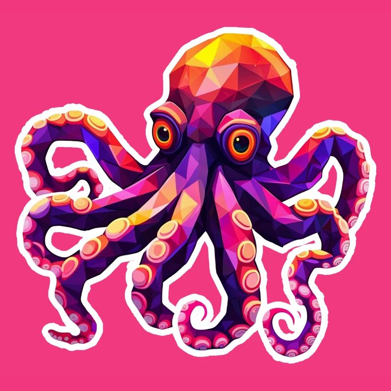 Release the Kraken! Colourful Poly Octopus