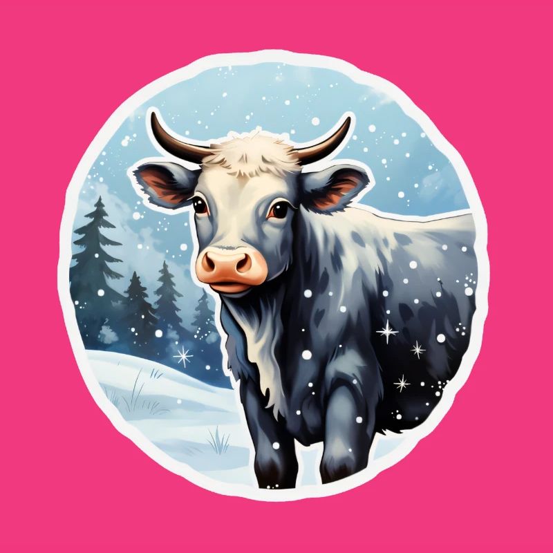 Cattle on a wintry alpine pasture