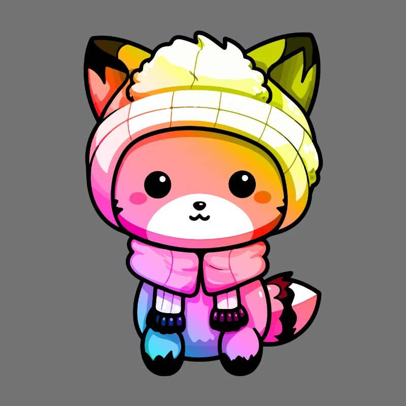 Fuchs Winter Tier Bunt Comic