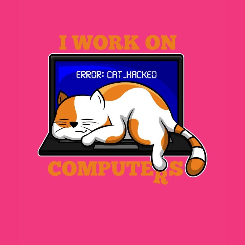Cat and Computer hacking programmer gift