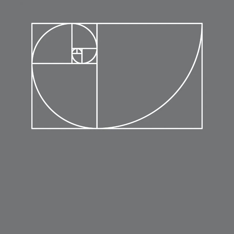 Spirale de Fibonacci - section dorée en blanc