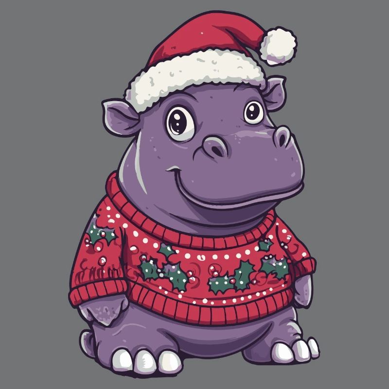 Nilpferd Weihnachten Comic