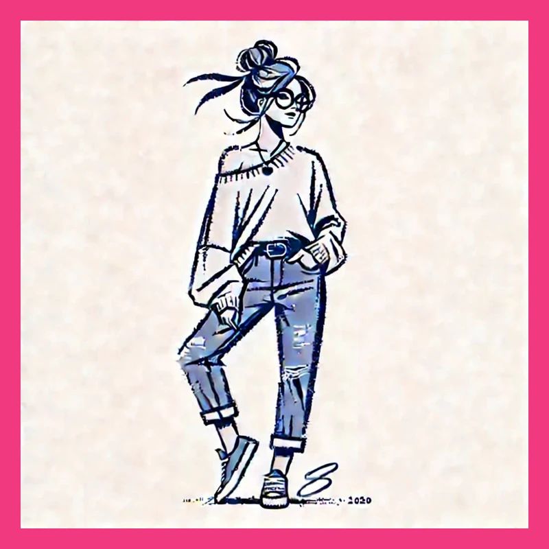 Cooles Mädchen in Oversize-Pullover und zerrissenen Jeans