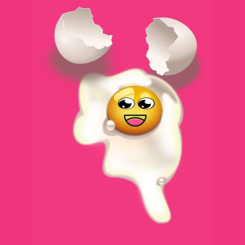 Fried egg with and broken eggshell