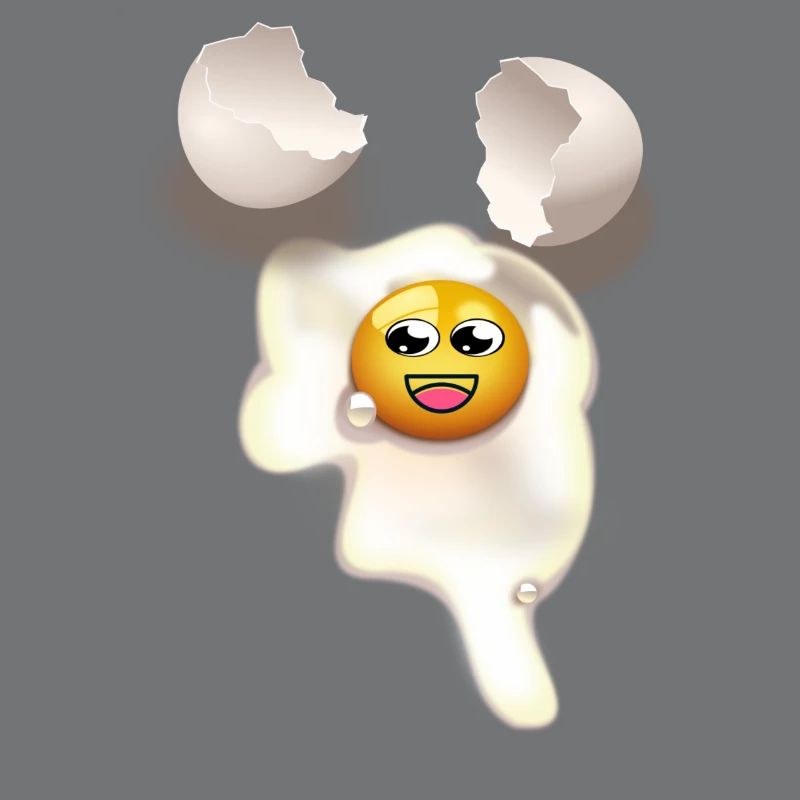 Fried egg with and broken eggshell