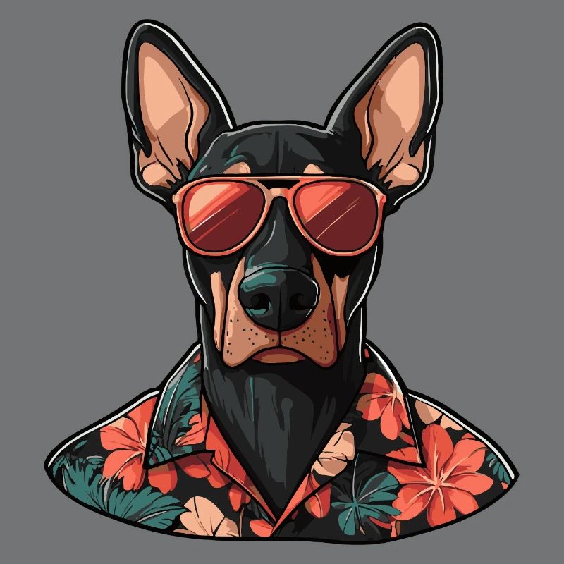 Dobermann Hund Comic Urlaub