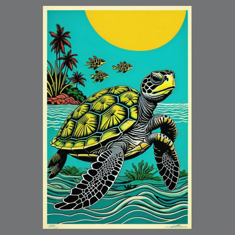 Cool Turtle Retro Design