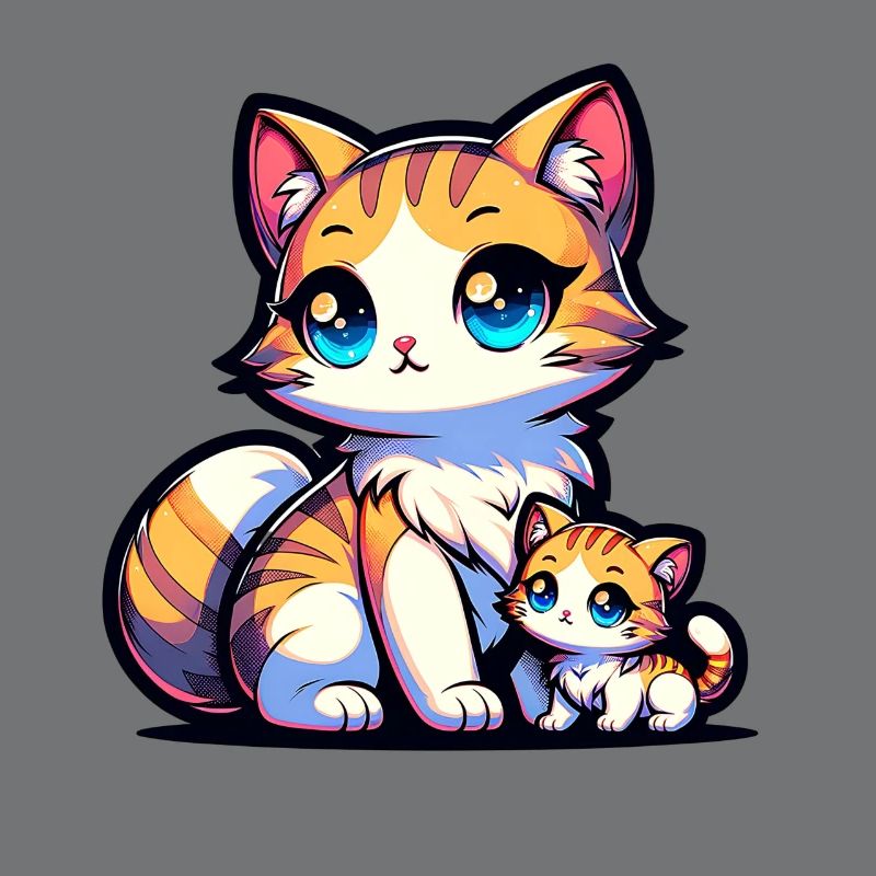 Mignon chat maman avec illustration de bébé