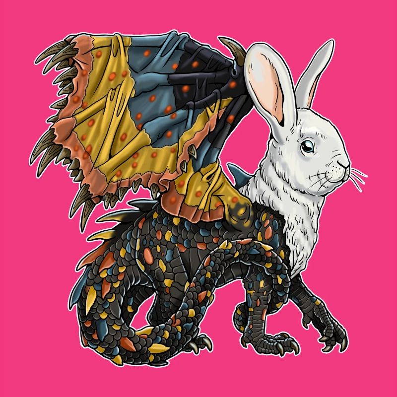 Fantastic creature: half dragon, half rabbit.