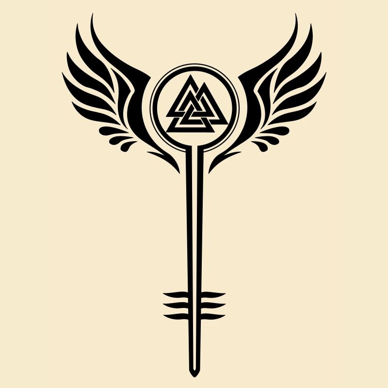 Walküre mit Valknut Wikinger Symbol