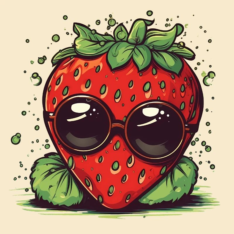 Coole Comic Erdbeere mit Sonnenbrille