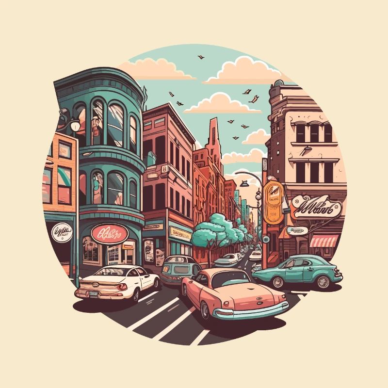 Retro-Stadtleben