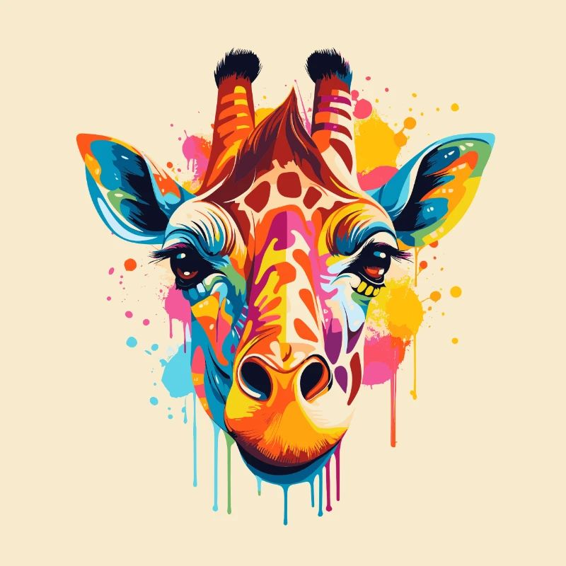 Bunte Giraffe Farbkleckse Farbspritzer