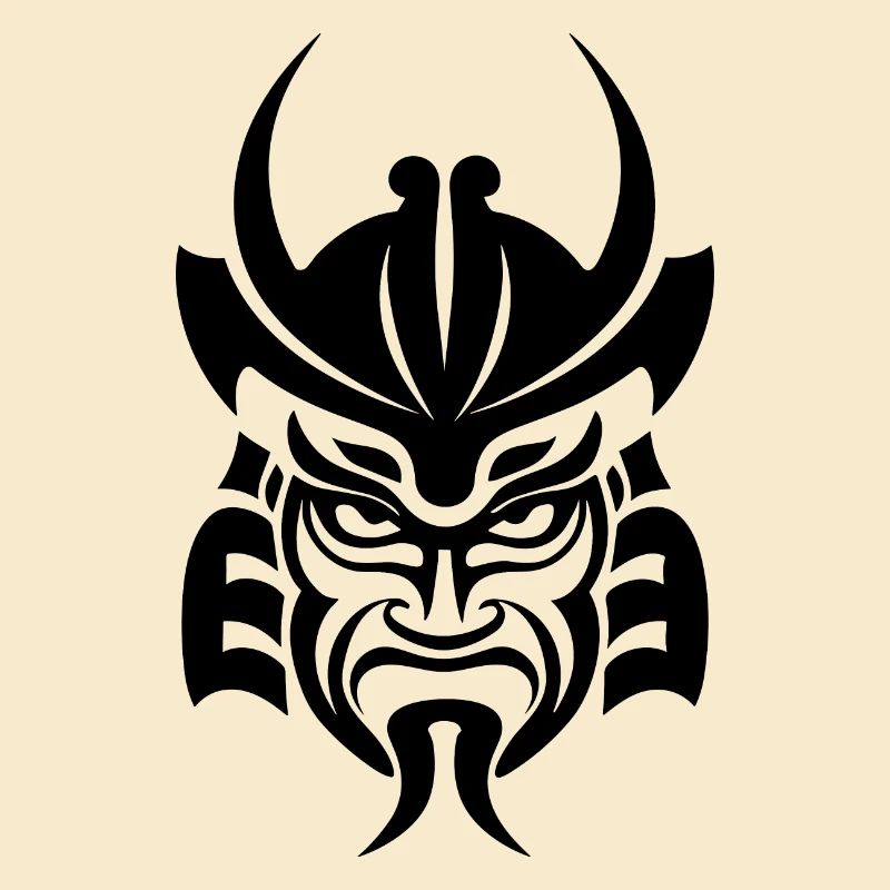 Samurai Helmet Logo Katana Swordsman