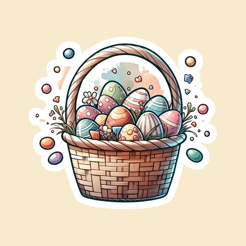Cute Easter Egg Basket Soft Pastel Color