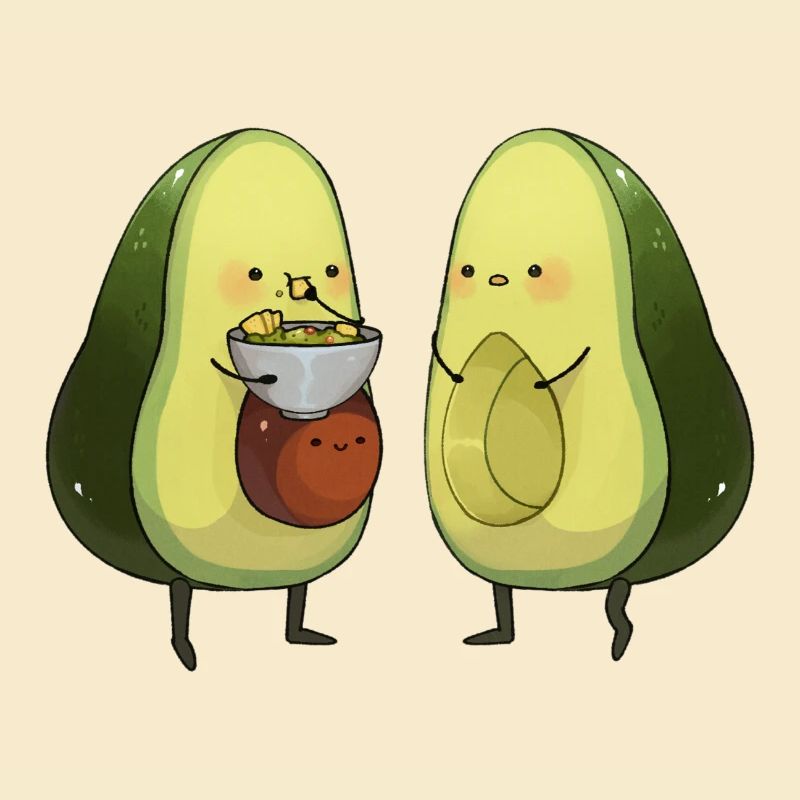 Avocat mignon mangeant du Guacamole