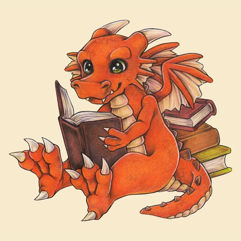 Niedlicher Lesender Drache Fantasy Geschenkidee
