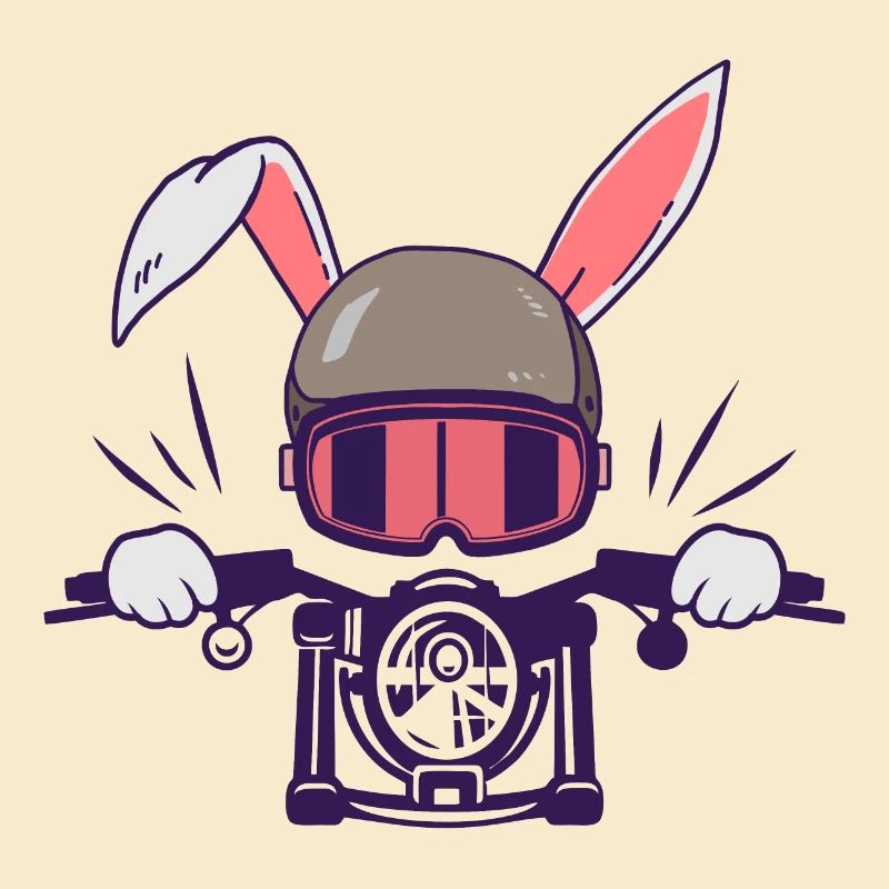 Rabbit biker motorcyclist