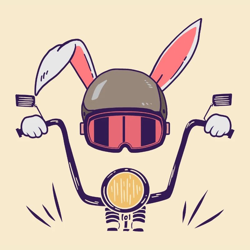 Rabbit biker motorcyclist