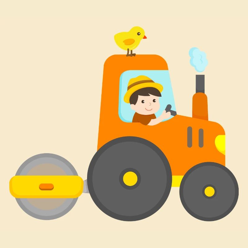 Bauer Traktor mit Walze Bauernhof Kind