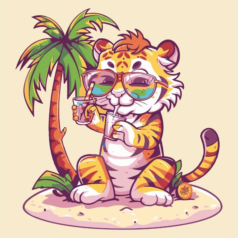 Tiger Summer Beach Vacation