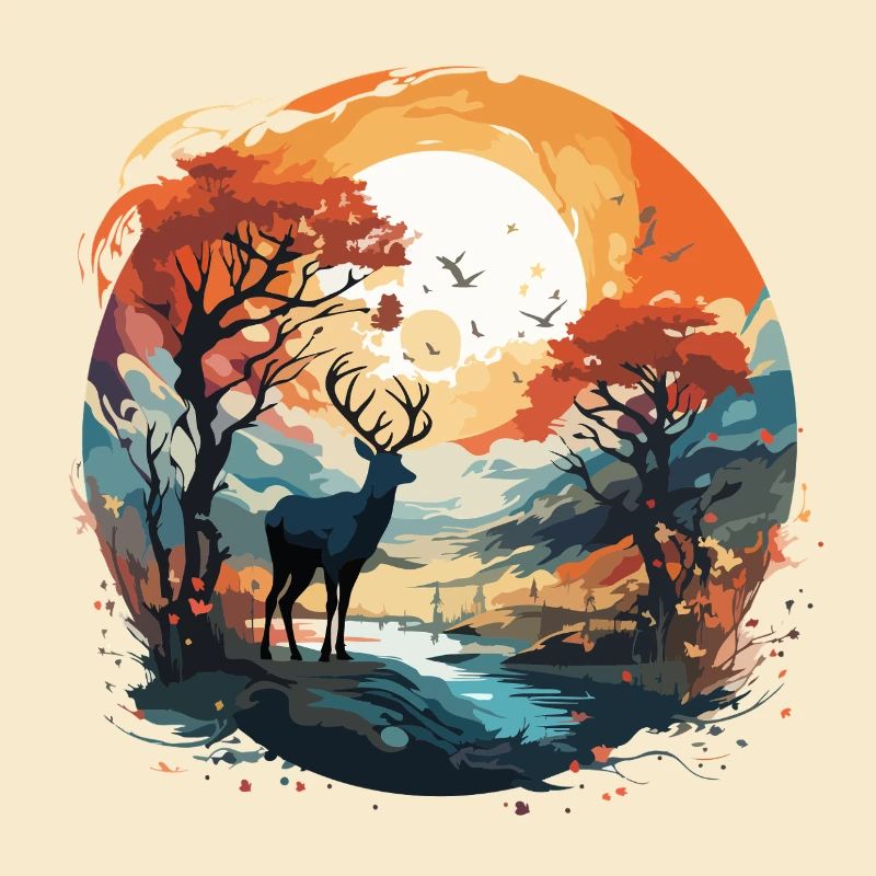Hirsch im Herbstkreis
