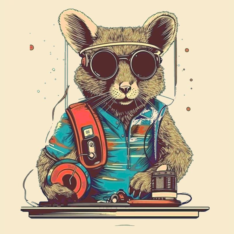Cool DJ mouse with sunglasses and disc