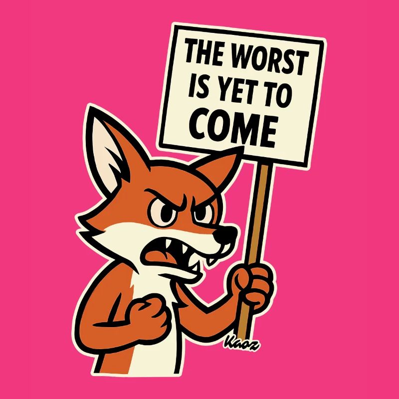 Angry fox protests and warns
