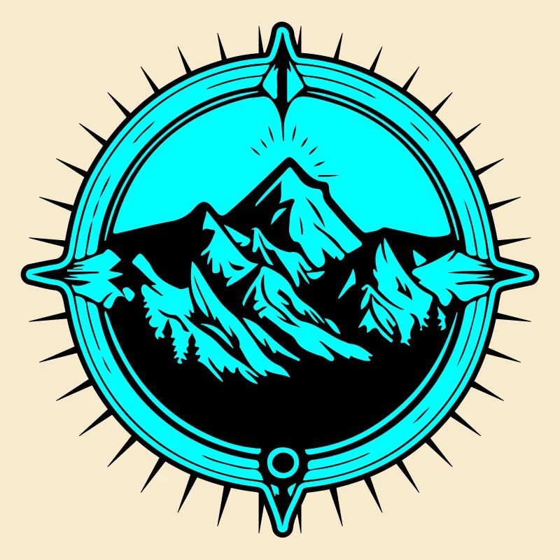 Compass Mountains Travel Symbol
