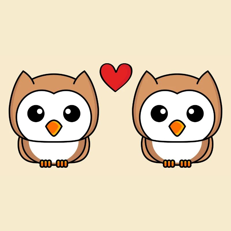 Eule Comic Paar Liebe