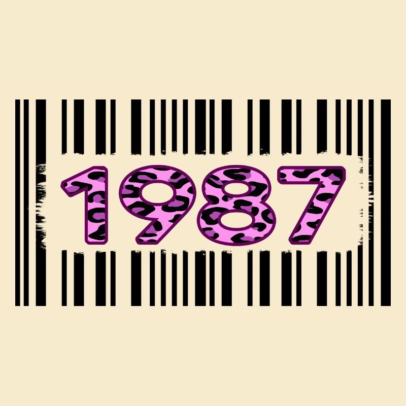 1987 birthday barcode pink leopard retro party