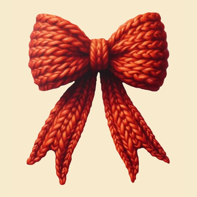 Knitted red wool mesh, red bow