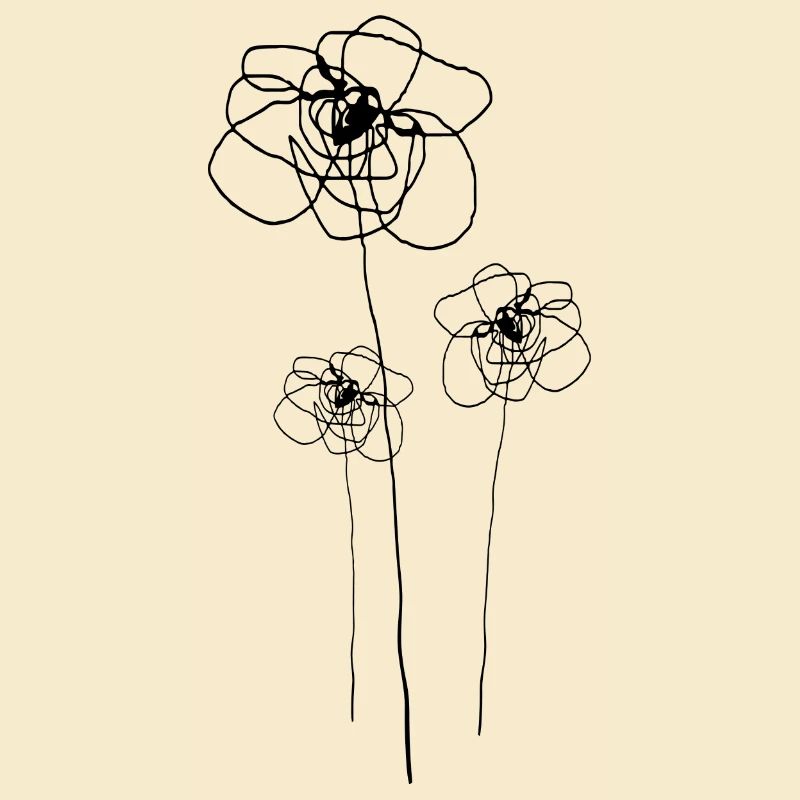 Three Flowers Black