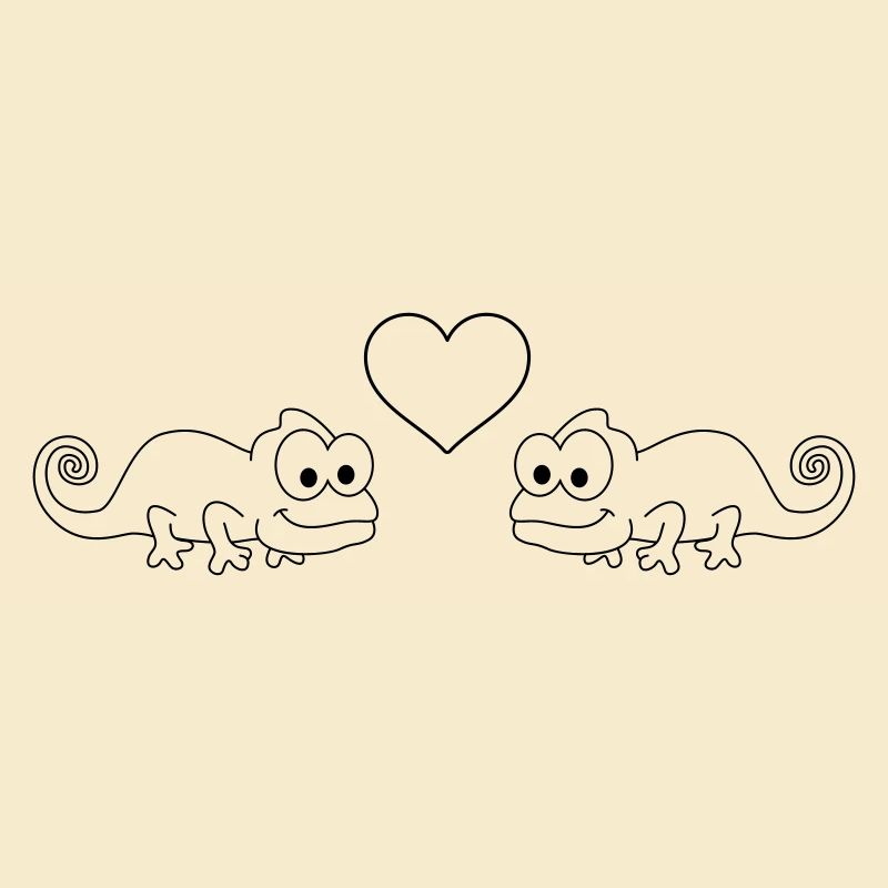 Chamäleon Comic Paar liebe