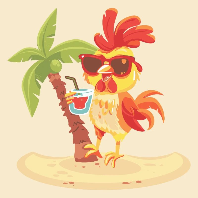 Rooster Summer Beach Vacation