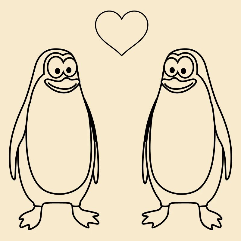 Penguin Comic Couple Love