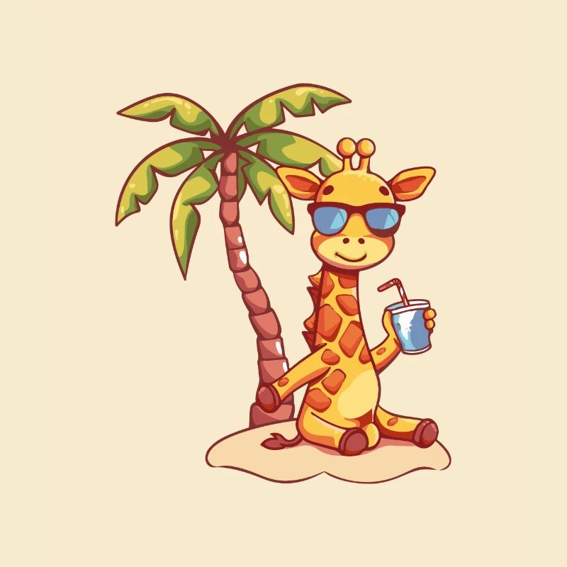 Giraffe Summer Beach Vacation
