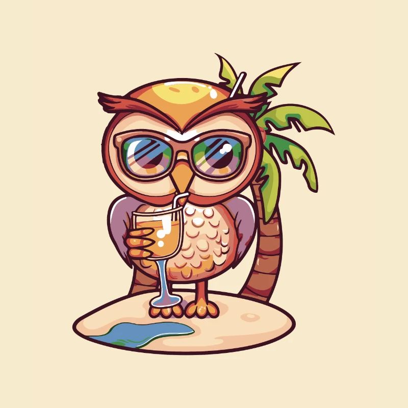 Owl Summer Beach Vacation