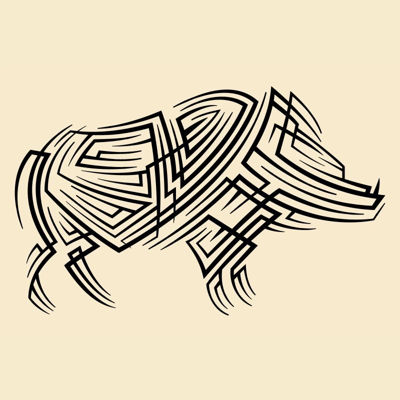 Wild Boar Tribal Tattoo