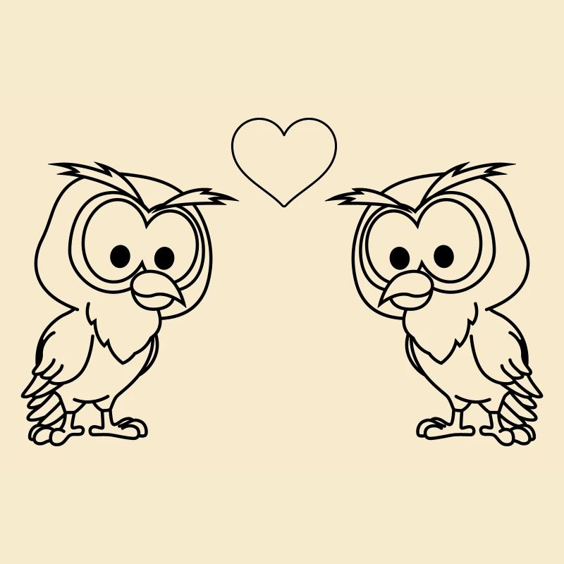 Eule Comic Paar liebe