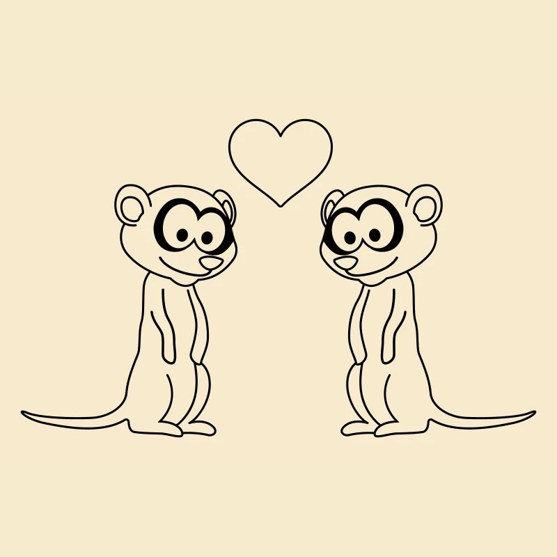 Erdmännchen Comic Paar liebe
