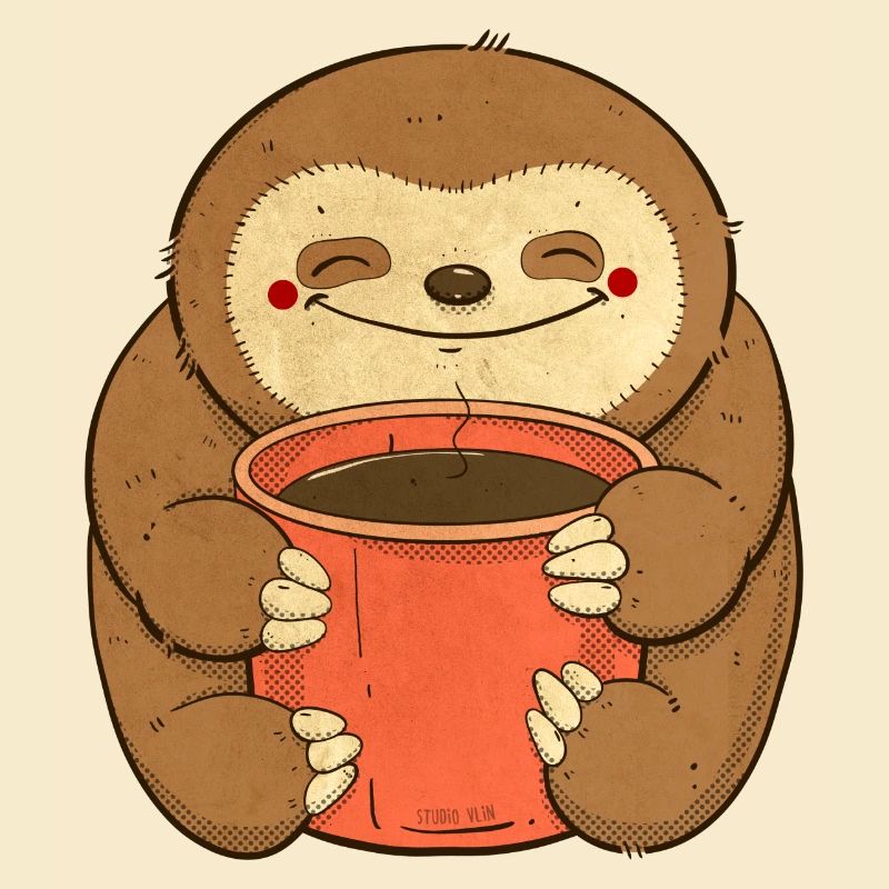 Faultier mit Kaffee
