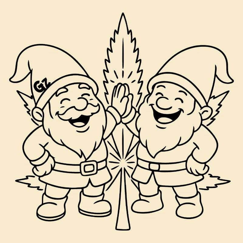 Zwergenfreunde mit Cannabisblatt