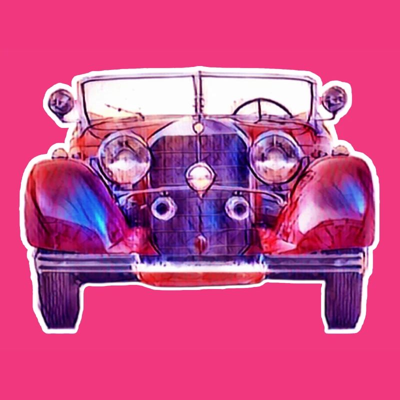 Rot-Blauer Klassischer Oldtimer