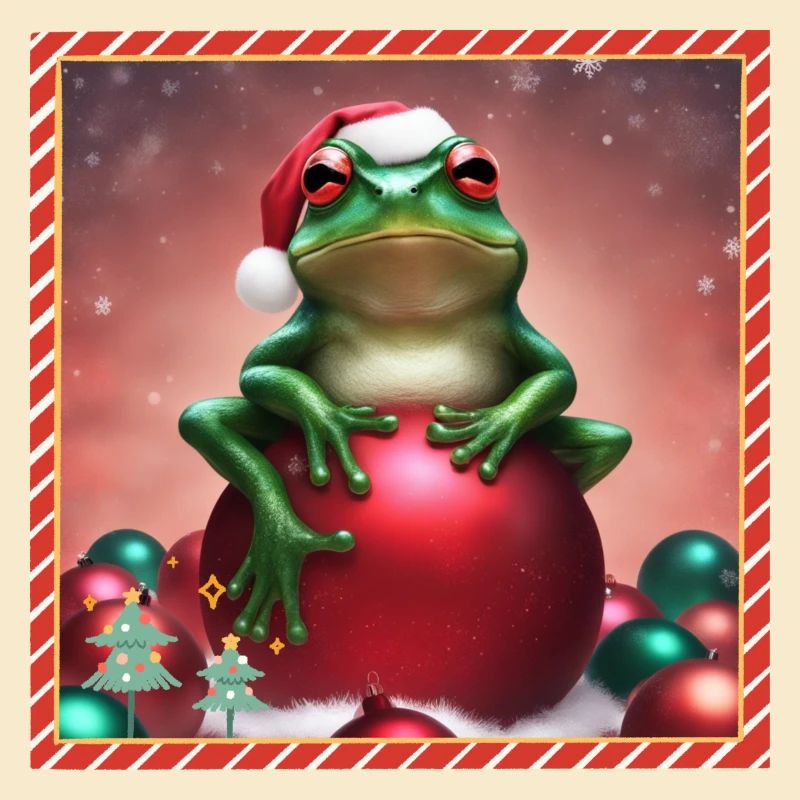 Frosch mit Weihnachtskugel 3