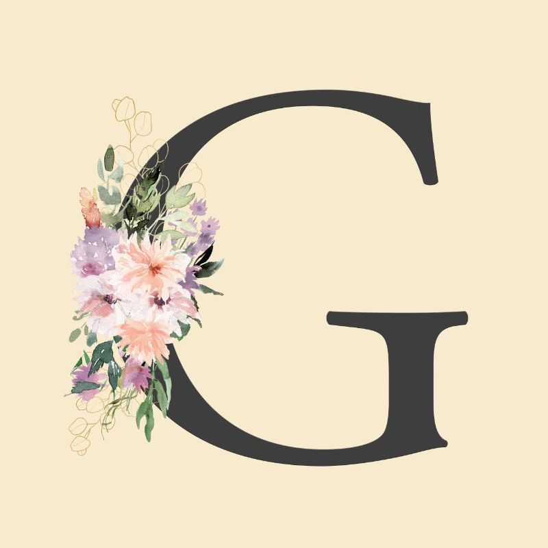 Letter G, Monogram, Flowers